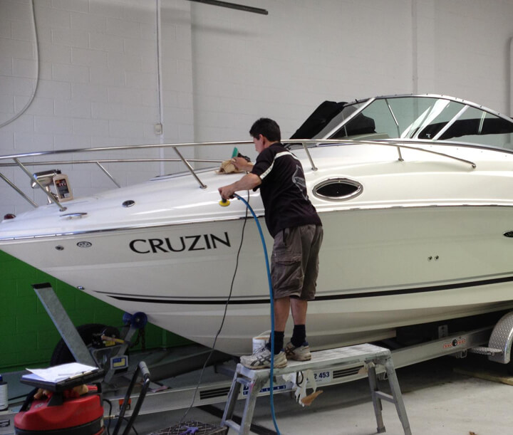 Pre-sale detail and touch ups for fibreglass boats