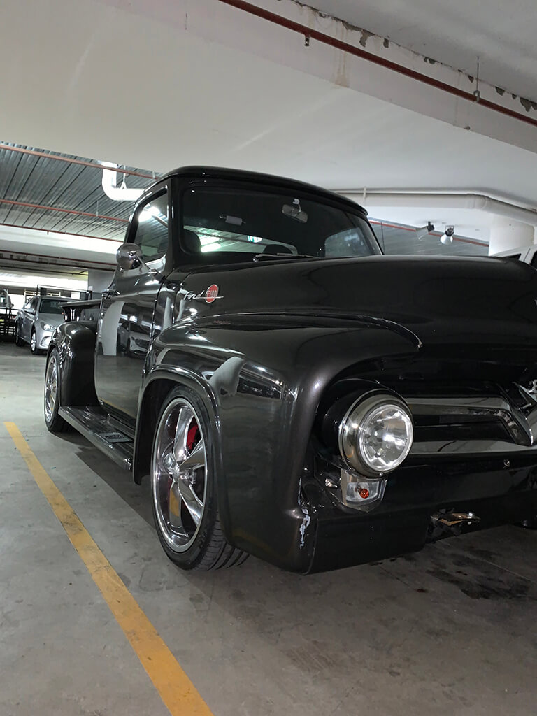 Vintage black Ford Pickup restoration Sydney