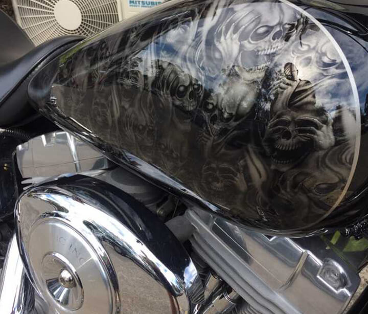 Harley Bike black skull hydro graphics