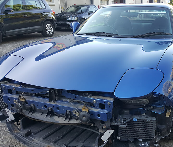 RX7 vehicle in for smash repair Sydney
