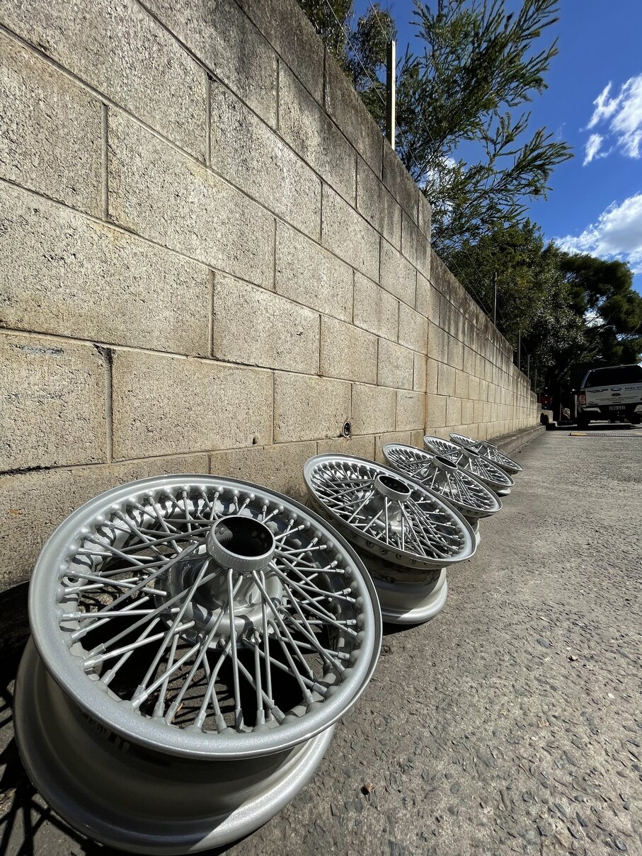 Grey powder coating car wheels Sydney