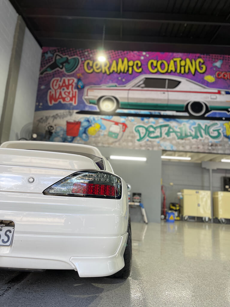 Custom white car detailing in Sydney