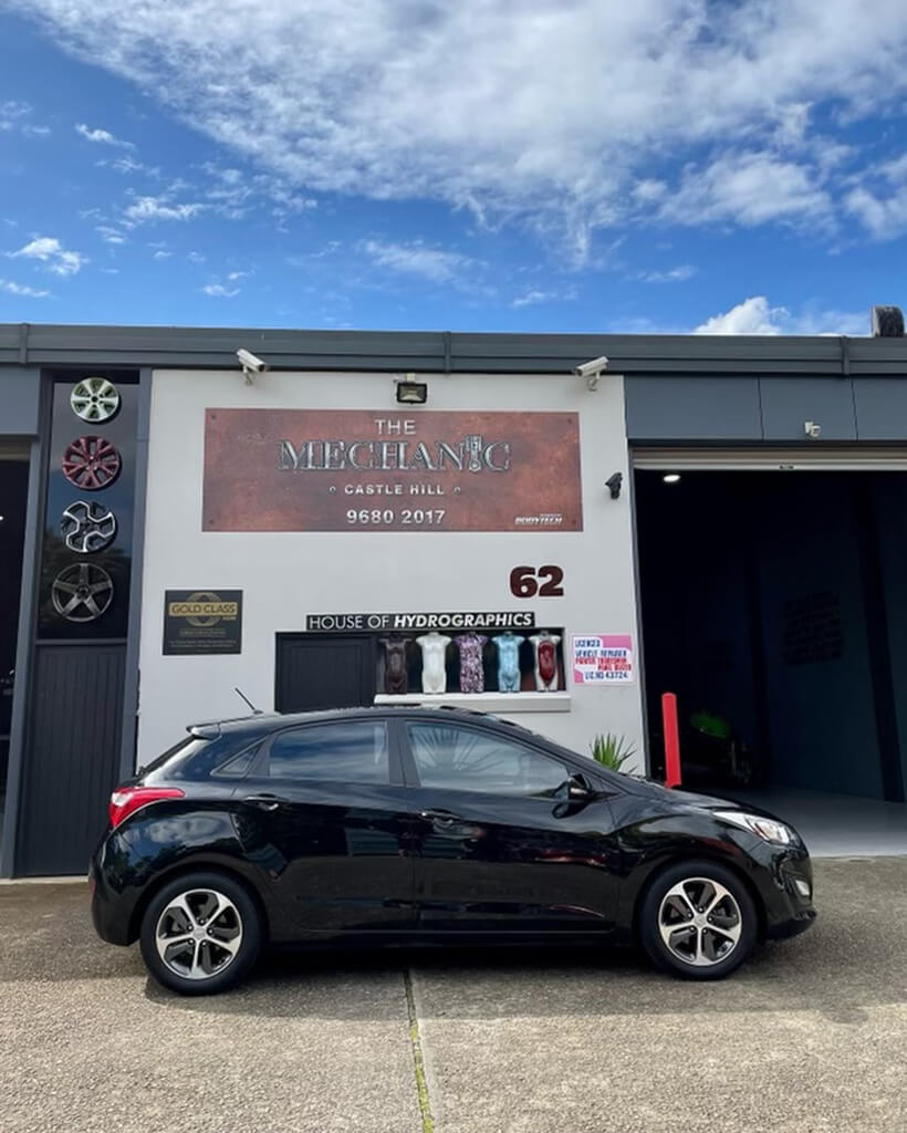 The Mechanic Castle Hill - shop with black Hyundai in front
