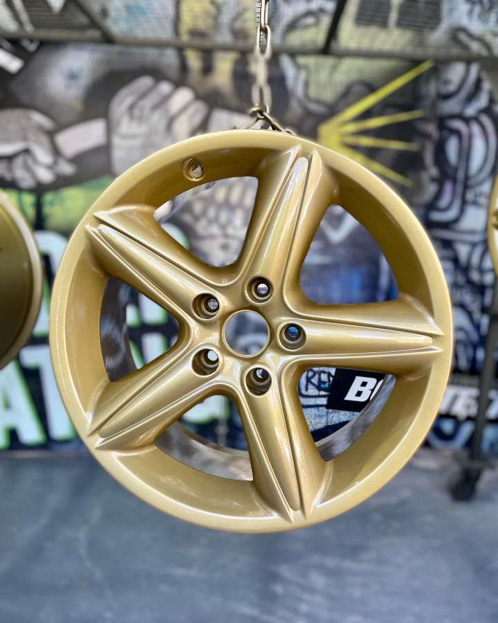 Gold powder coated wheel rim 1