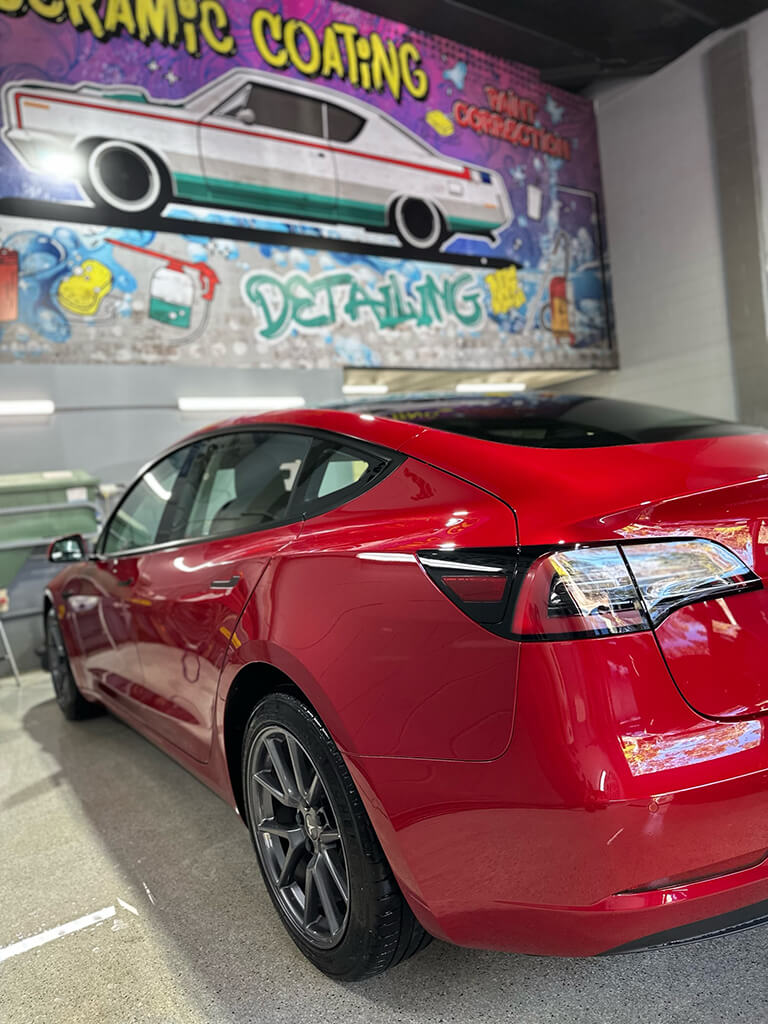 Smash Repairs & Spray Painting Red Tesla 2